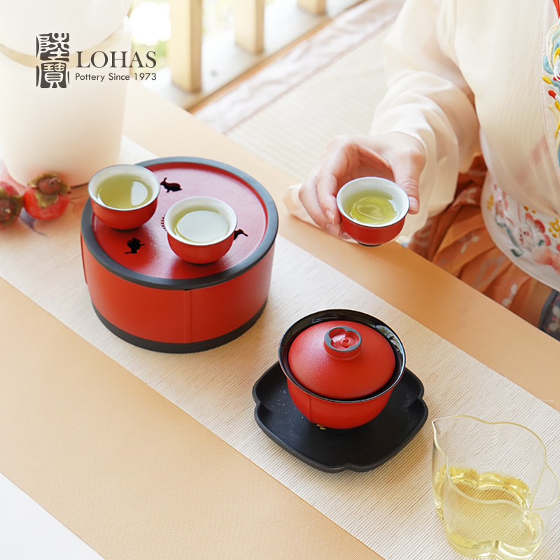 陆宝 福照万家盖碗茶具套装 节日礼盒高端功夫茶具兔年泡茶壶玻璃公道杯 8件式盖碗茶具套装(礼盒装)高清大图
