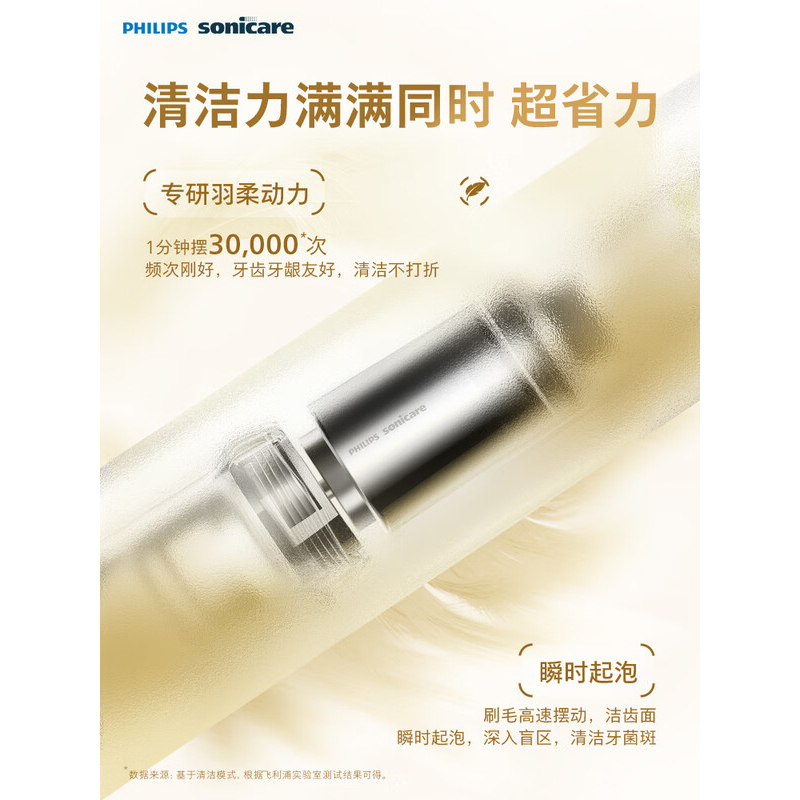 飞利浦 充电式声波按键式震动牙刷 SPA水疗刷S5 5种模式 IPX7 HX2491/02 勃艮第红 / 支高清大图