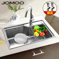✅九牧(JOMOO)水洗菜盆加厚大单套餐厨房304不锈钢拉丝洗碗池水池水盆