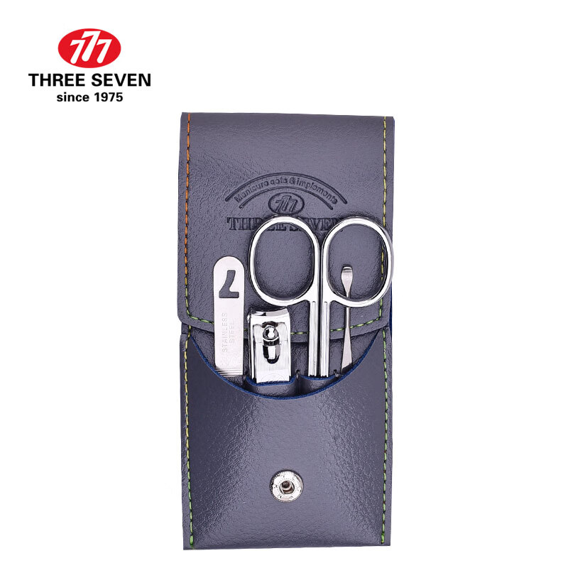 THREE SEVEN 777指甲钳四件套碳钢家用便携修剪指甲工具TSM-712颜色随机