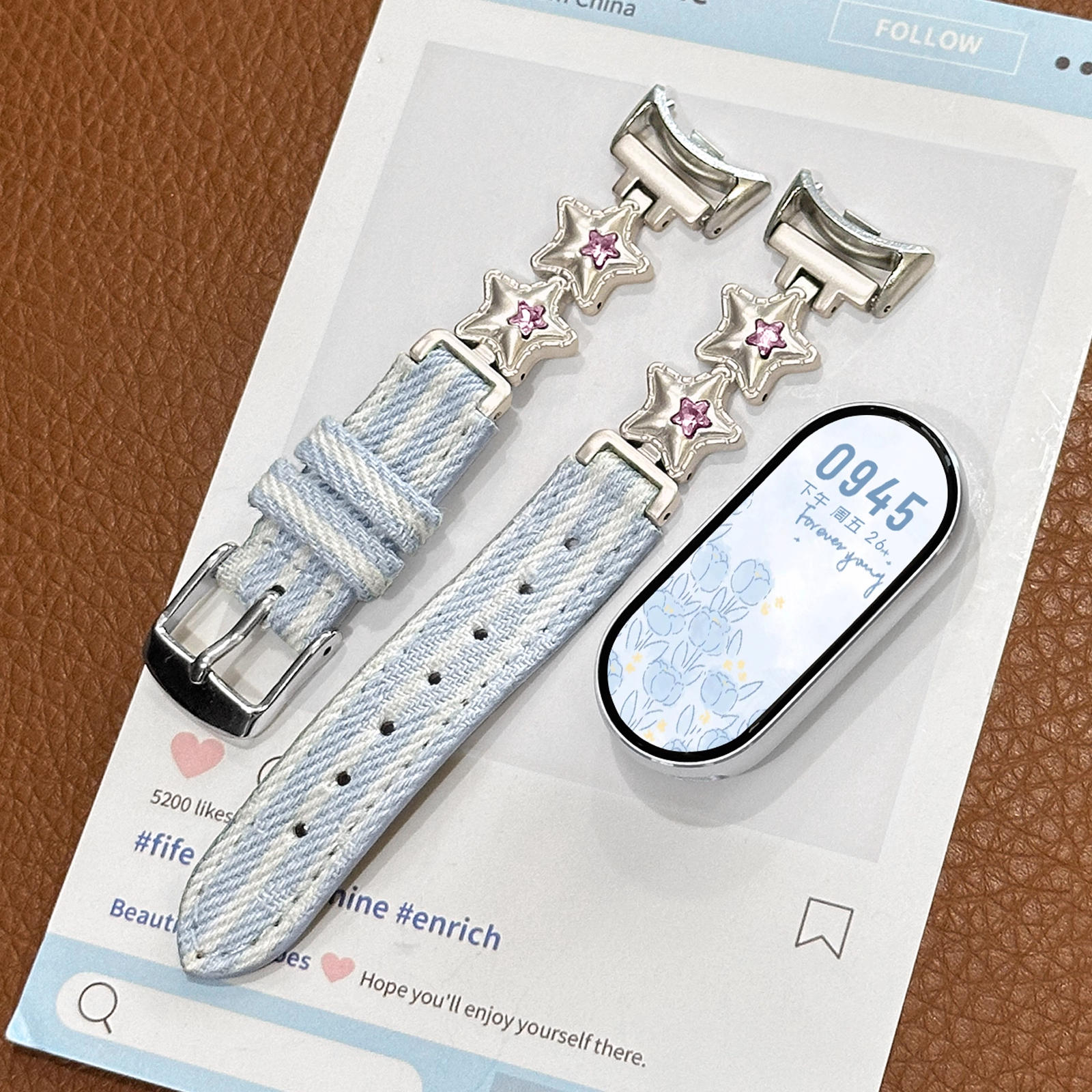 适用小天才z11儿童电话手表z6/d3/Z1表带z8炫彩冰晶3139B 条纹牛仔 9