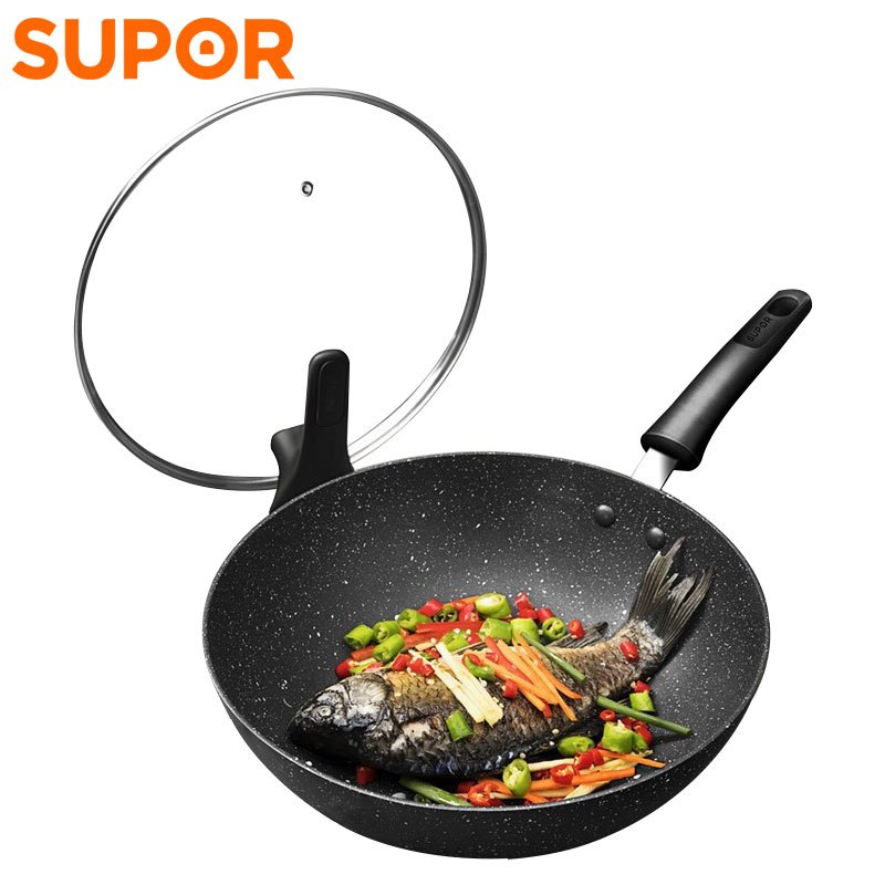 苏泊尔(SUPOR)炒锅双面麦饭石色不粘锅炒菜锅平底煎炒锅 少油烟家用烹饪 煤燃气灶电磁炉通用 NC30PA1高清大图