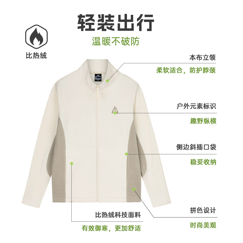 361°抓绒衣女新款加绒加厚摇粒绒休闲运动外套户外冲锋衣内胆高清大图
