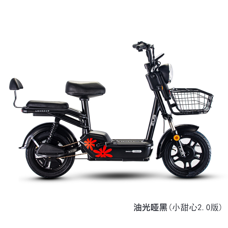 五星钻豹电动车 新国标电动自行车 小甜心2.0 48V男女通勤助力小型电瓶车成人代步亲子女士外卖滑板车 油光亚黑