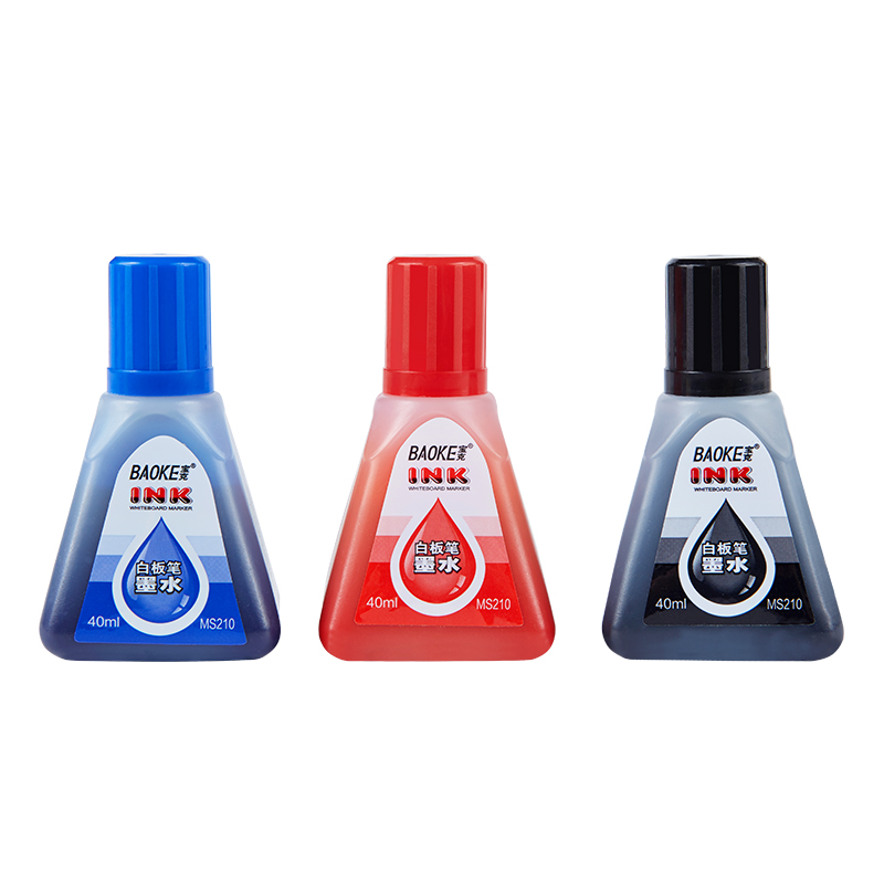 宝克(baoke) MS210白板笔墨水白板笔可加墨水补充液 红蓝黑色 40ml/瓶 蓝色