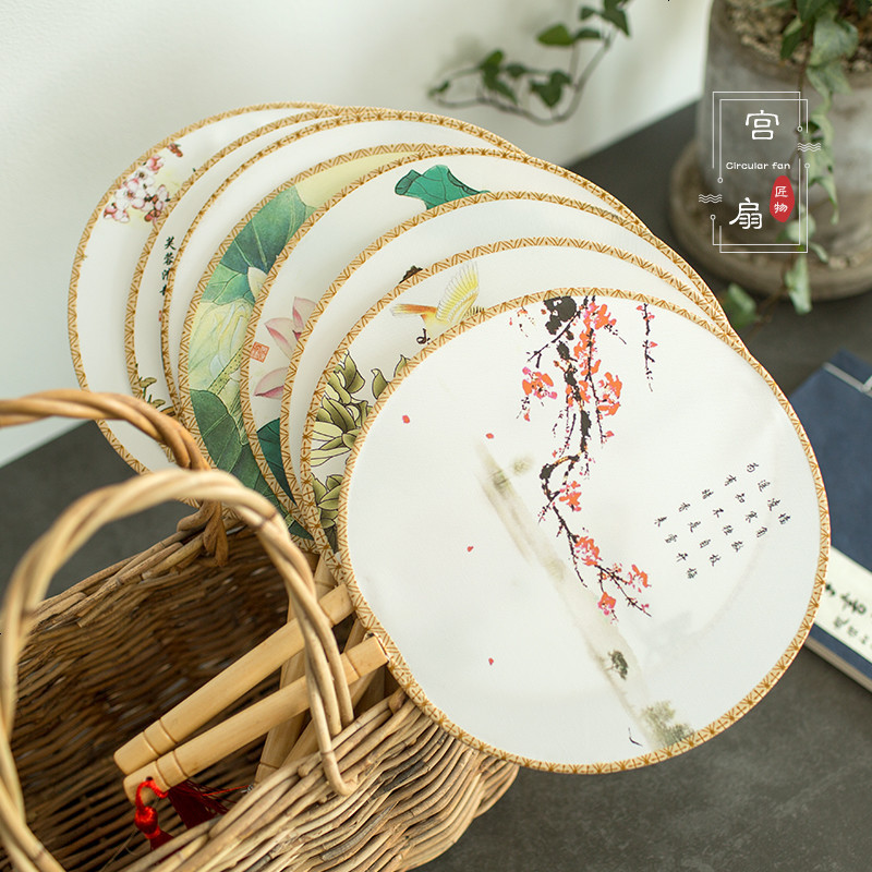 团扇子古风宫廷扇摄影汉服cos道具故宫中国风舞蹈扇夏季圆扇子女