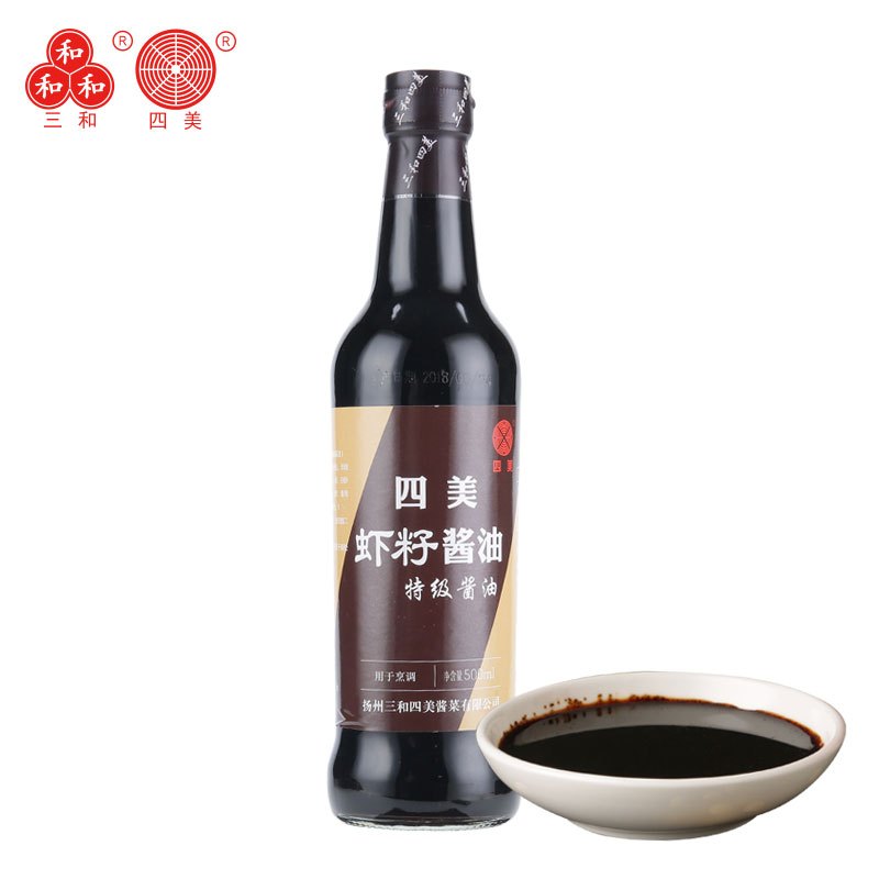 三和四美虾籽特级酱油手工酿造调料红烧炒菜拌面调味品调料500ml