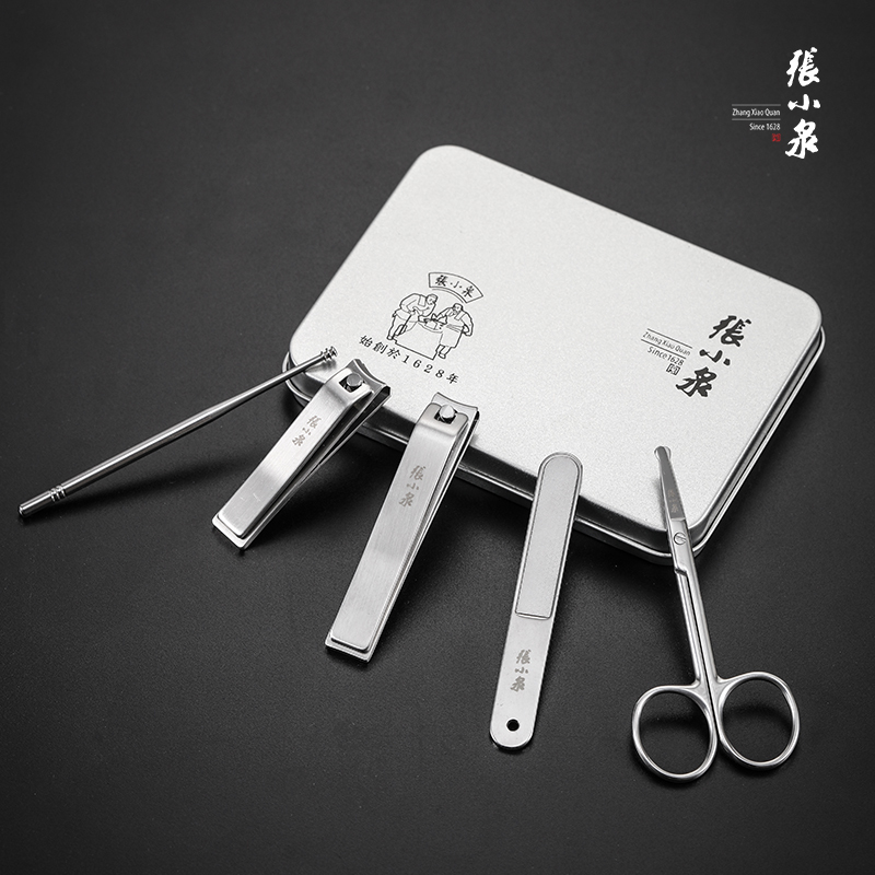 张小泉 白琉璃美甲五件套H60400100 配置:大号指甲钳、中号指甲钳、指甲锉、鼻毛剪、挖耳勺高清大图