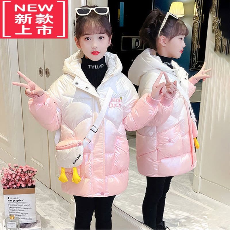 可莉允女童棉衣新款冬季洋气小女孩中长款棉袄中大童韩版儿童羽绒棉服潮图片