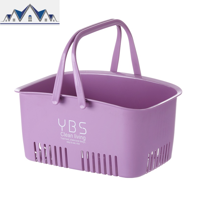 塑料手提浴室收纳筐洗澡篮沐浴迷你小篮子脏衣篮置物篮收纳篮浴框 三维工匠 北欧紫升级加大号