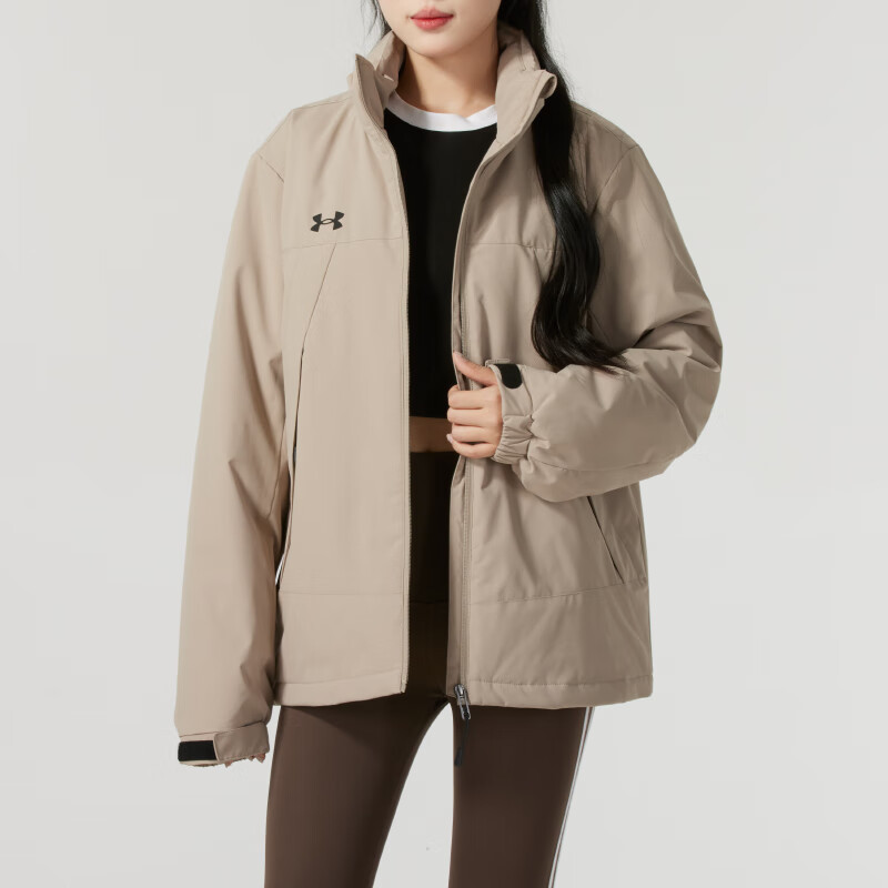安德玛(Under Armour)棉服男女同款新款户外运动服休闲防风情侣保暖短外套冲锋衣 24600901-009 ZP