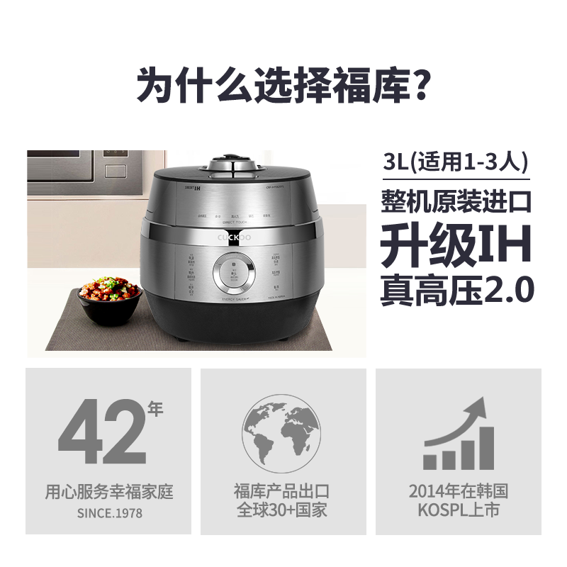 韩国CUCKOO/福库CRP-JHT0620FS双压力3L电饭煲家用智能正品电饭锅