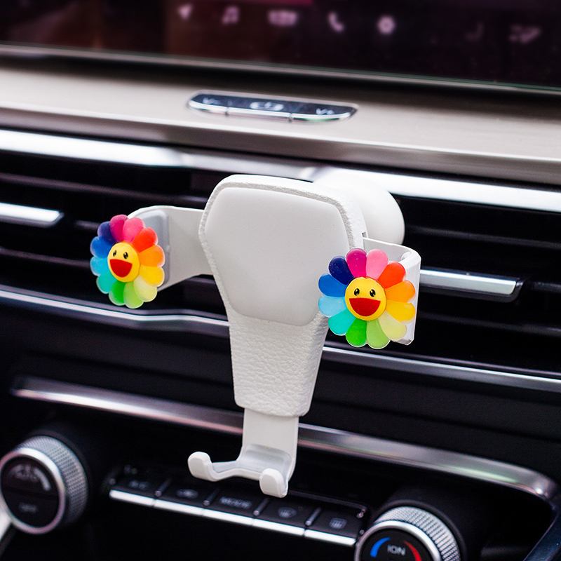 火豹可爱小雏菊车载手机支架女汽车用导航架卡通车内出风口车上支撑架