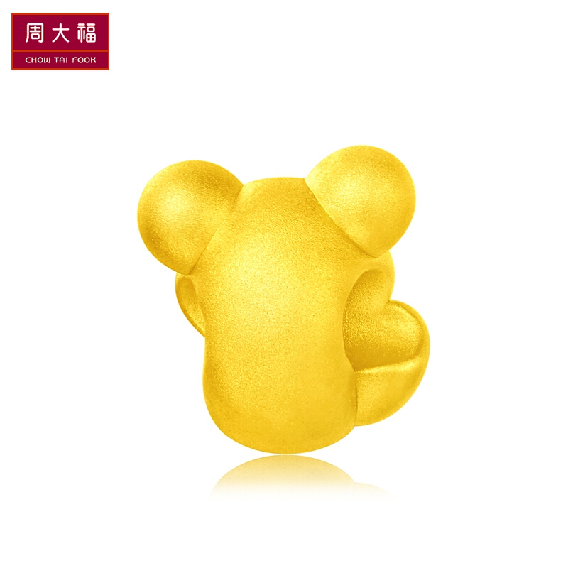 周大福 心有所鼠 生肖鼠定价足金金路路通吊坠