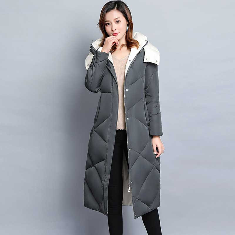 女2017 压缩中长款轻薄长过膝修身超正品高端加厚羽绒服