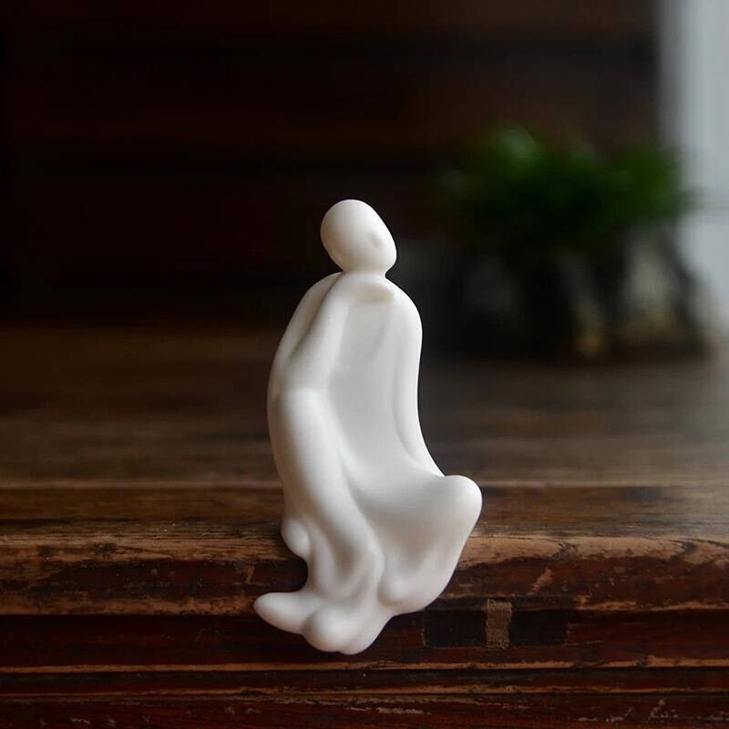 中式创意陶艺人物摆件禅意公仔德化白色陶瓷小摆件迷你装饰品摆设随心