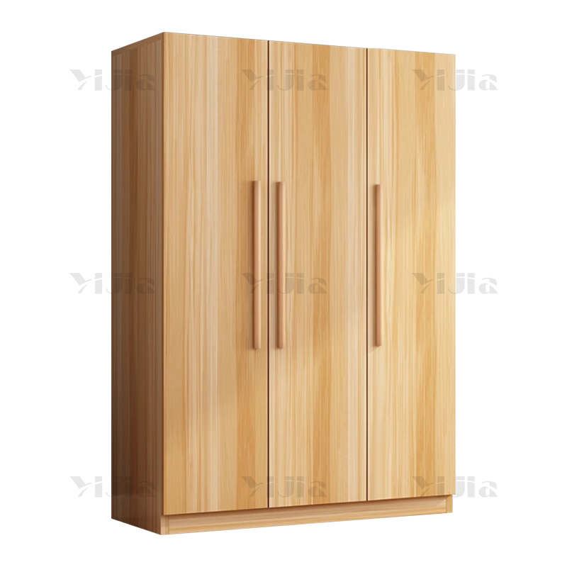 翌嘉 YJ4022321 简约木质衣柜衣服收纳柜 浅胡桃色三门1200*500*1800mm