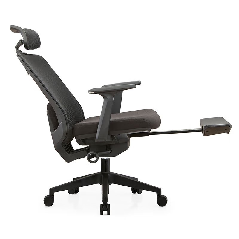 巴洛卡 午休办公椅网布转椅带脚踏黑色