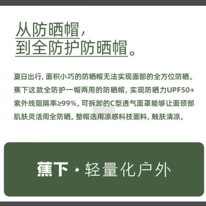 蕉下探寻系列循护女士户外防晒多功能帽银河灰高清大图