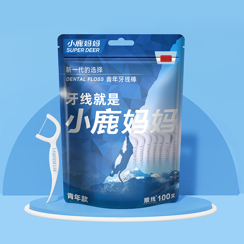 小鹿妈妈牙线棒 小鹿 青年款100支 立式袋*6袋高清大图
