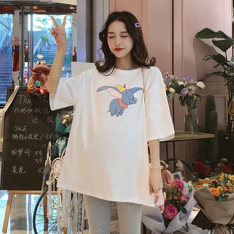 迪鲁奥(DILUAO) 孕妇装夏季新款小飞象宽松时尚短袖T恤上衣大码孕妇套装两件套图片