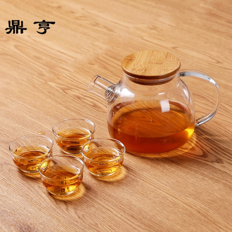 鼎亨玻璃茶具花茶壶过滤水果泡茶壶耐热泡水壶加热电陶炉套装家用