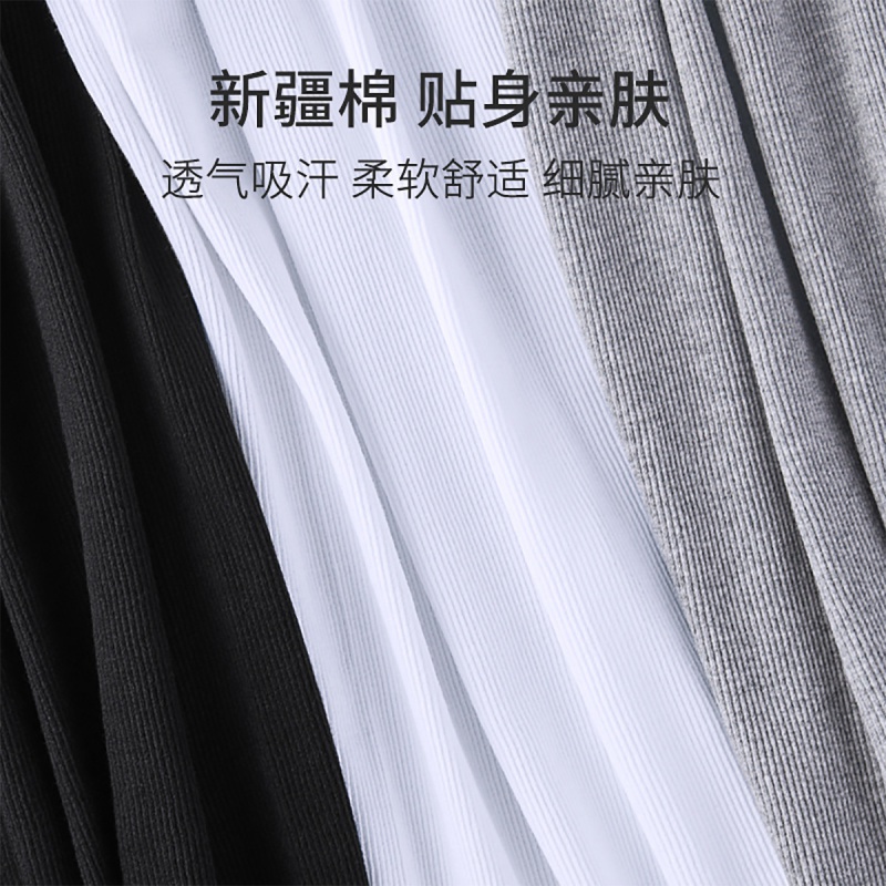 七匹狼 | [纯棉2件装]休闲粗针男式运动汗衫白色纯棉男士打底背心男内衣高清大图