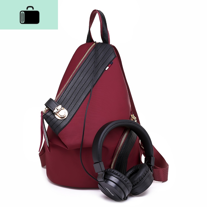 双肩包女2020新款牛津布帆布防水防盗韩版百搭时尚女士旅行背包NEW LAKE 红色送镜子香囊运费保险