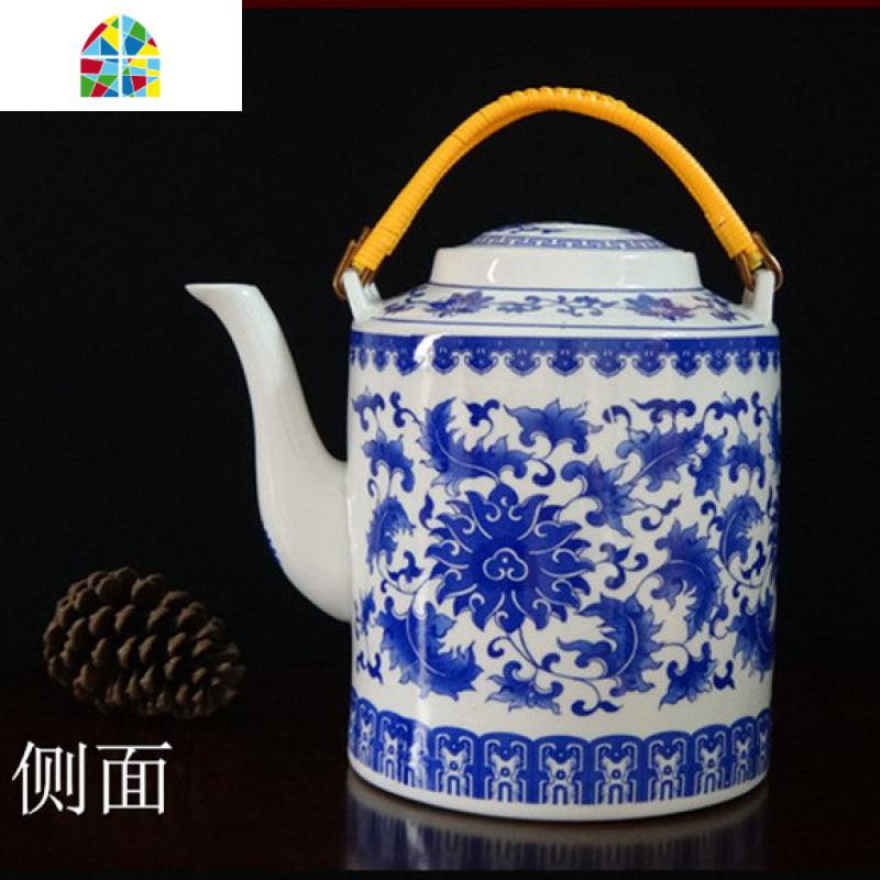 景德镇茶壶陶瓷器大号容量青花瓷冷水壶凉水壶水杯家用单壶泡茶壶 FENGHOU 3.8升青花王收藏家购_90_9_499