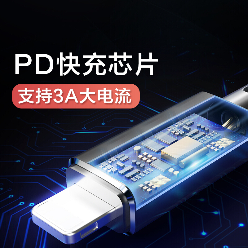 品胜苹果PD数据线快充 iPhone11Pro/Xs/XR/8P手机充电器线编织线Type-C to Lightning