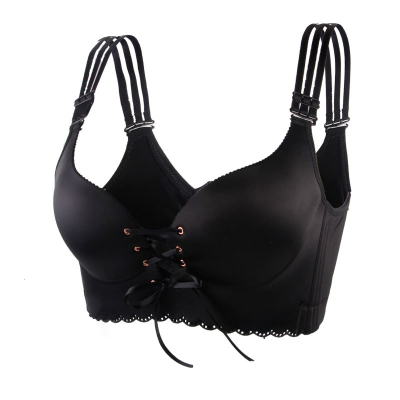 大码文胸女聚拢200斤胖mm大胸薄款显小光面拉B绑带无钢圈内衣