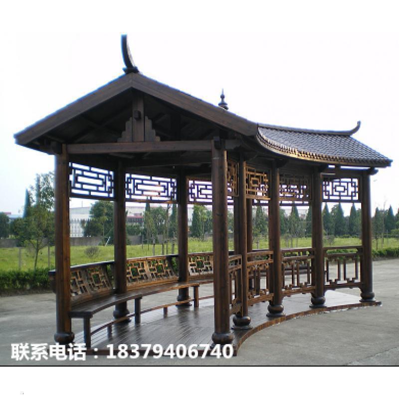 森美人凉亭防腐木走廊户外廊架实木仿古园林木屋景观直形扇形 弧行长廊每平方