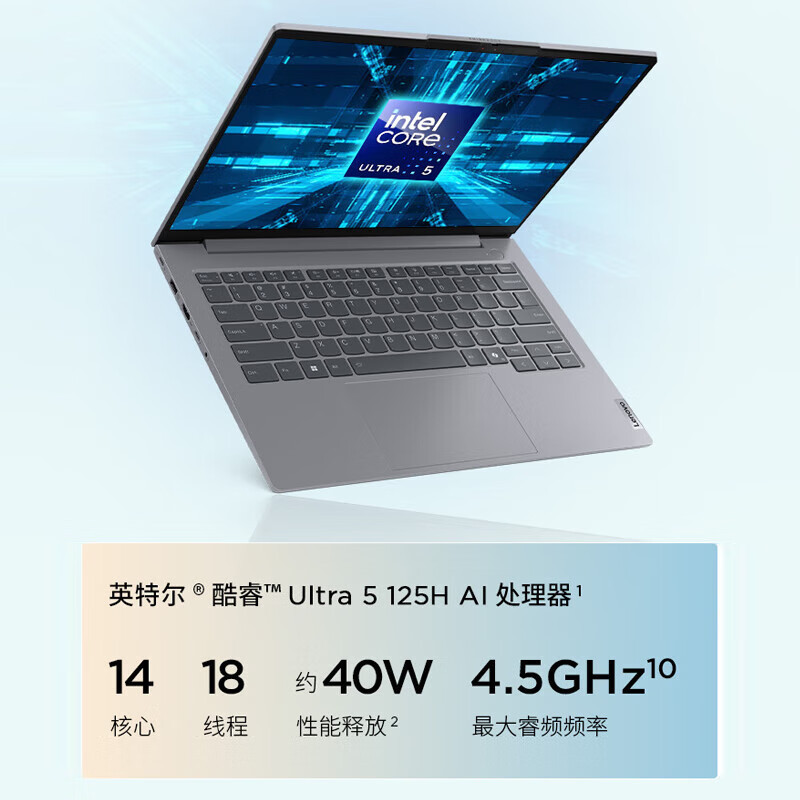 ThinkPad 联想ThinkBook 14 2024款14英寸大屏学生游戏娱乐商务办公笔记本电脑 6LCD 2.8K高色域屏 定制UItra5-125H 64G内存 2T固态