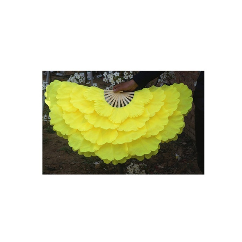 道具舞台牡丹花扇大演出扇子团体操活动花瓣舞蹈扇开场舞蹈|荧黄色黄色36公分直径92左