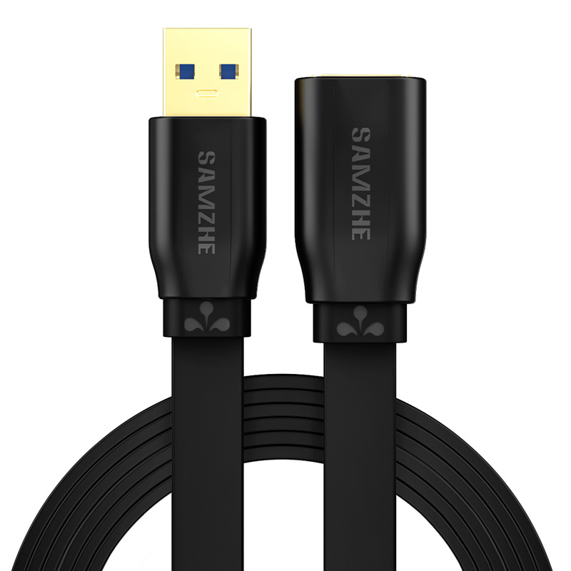 山泽 USB延长线usb3.0高速传输数据线 公对母 AM/AF U盘鼠标键盘加长线 扁平黑色2米 AP-320