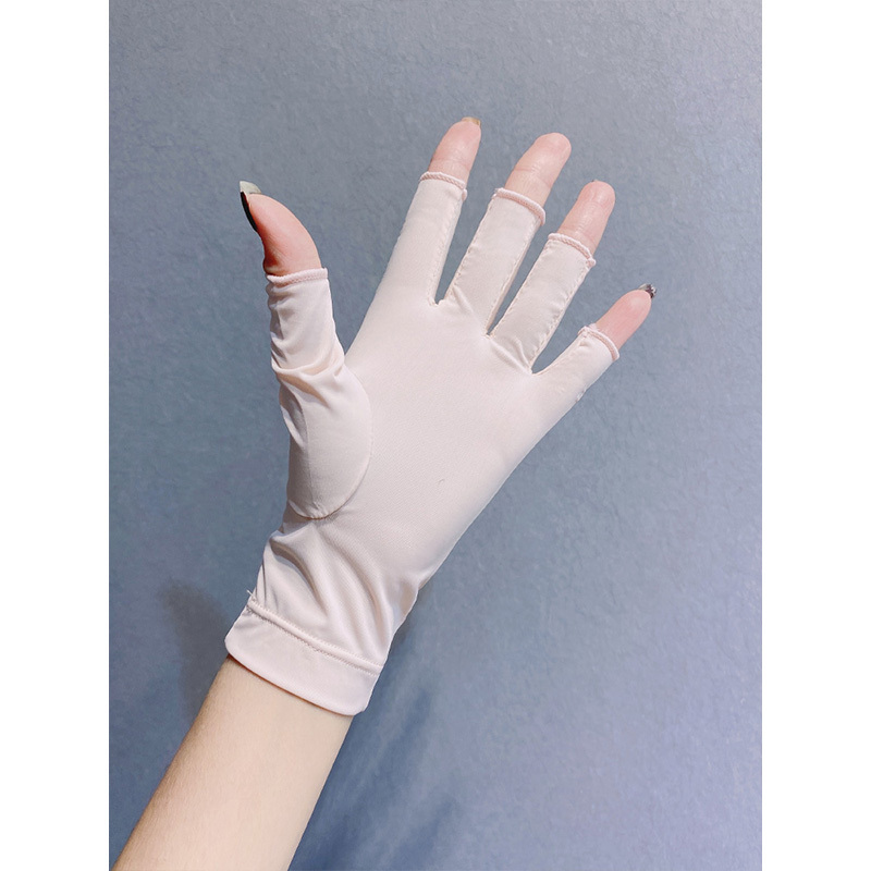 富名洋开车防晒手套女男骑车电动车薄款冰丝半指夏天季钓鱼美甲