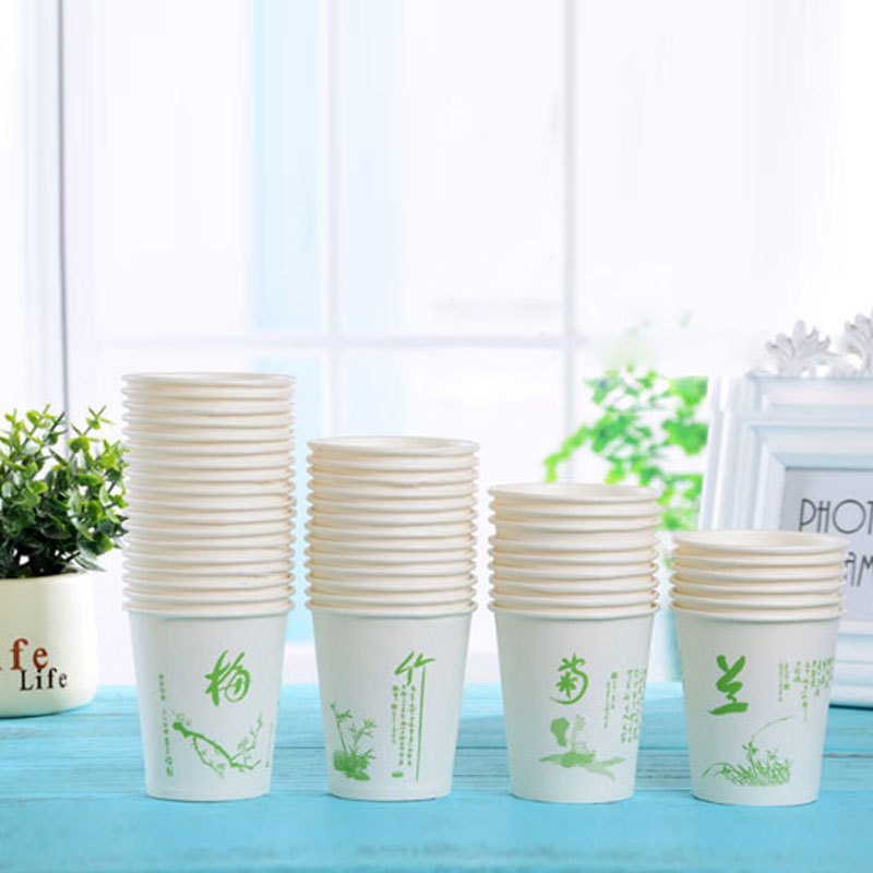 [ 普通梅兰竹菊500只]纸杯 一次性杯子加厚水杯口杯家用简约生活日用一次性用品