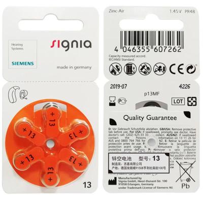 原装德国西门子助听器西万拓西嘉电池as10s13s312s675西门子13号电池6