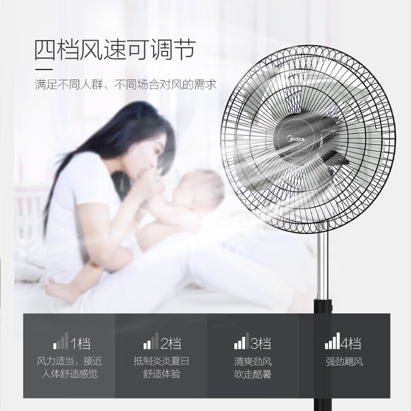 美的(Midea)电风扇 工业风扇立式五叶摇头落地扇 四档可调 FS45-23A[18吋金属扇叶]高清大图
