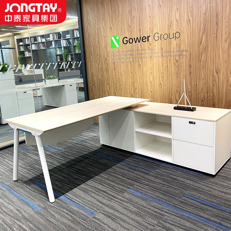 中泰(jongtay)老板桌办公桌简约现代商务领导办公桌木质办公家具1.6米 J-AT-BB16R高清大图