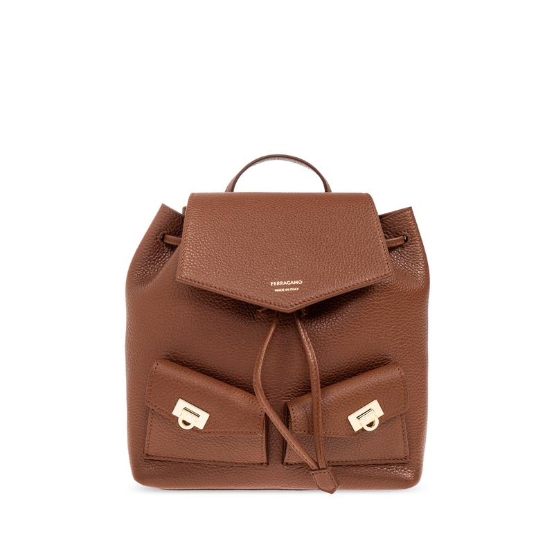 Salvatore Ferragamo女士双肩包轻便大容量简约时尚通勤包 棕色