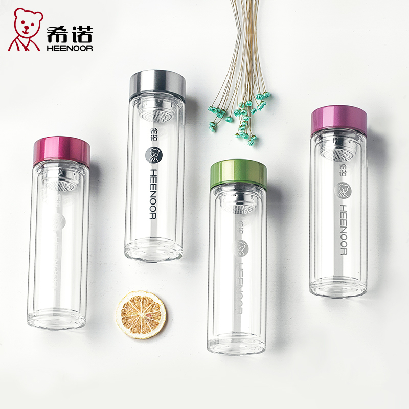 希诺 XN-6505 双层玻璃杯女士便携水杯 图色.