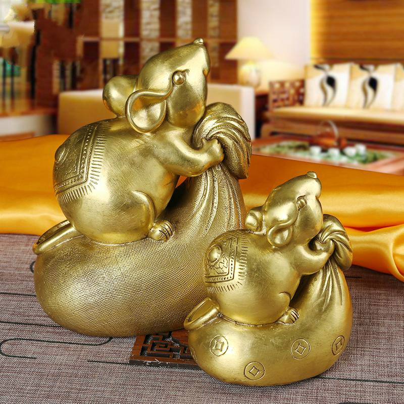 美帮汇金钱鼠摆件铜老鼠摆件十二生肖老鼠居家礼品高清大图