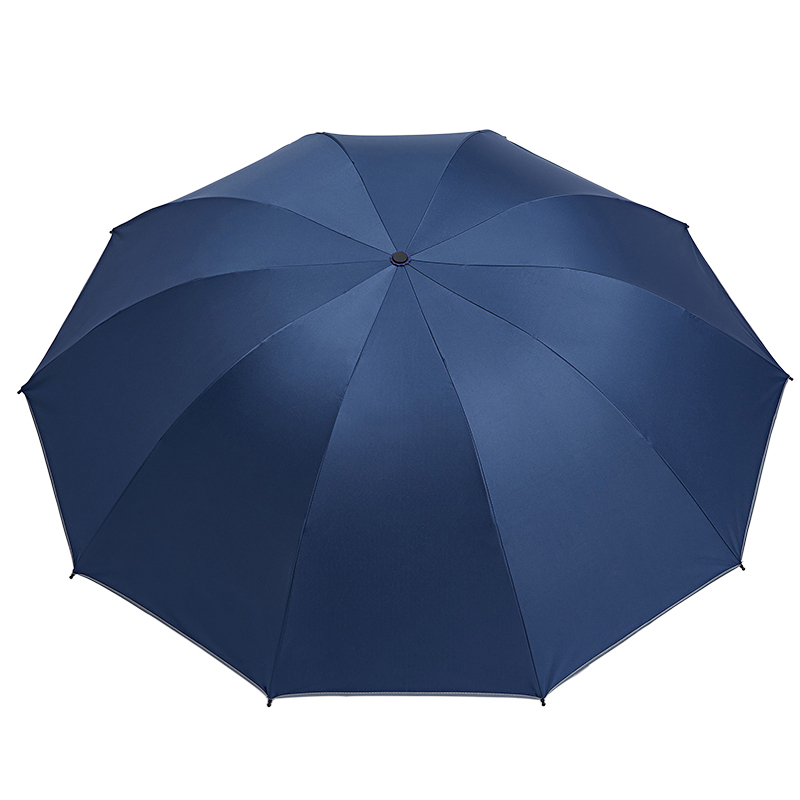 红叶雨伞 黑胶加大加固三折雨伞晴雨伞强力拒水一甩干商务伞 藏青色