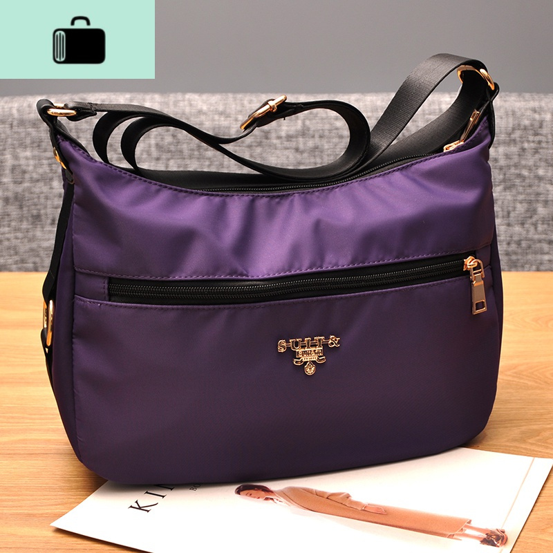 尼龙斜挎包女包防水休闲纯色布包中老年妈妈包牛津布帆布单肩挎包new