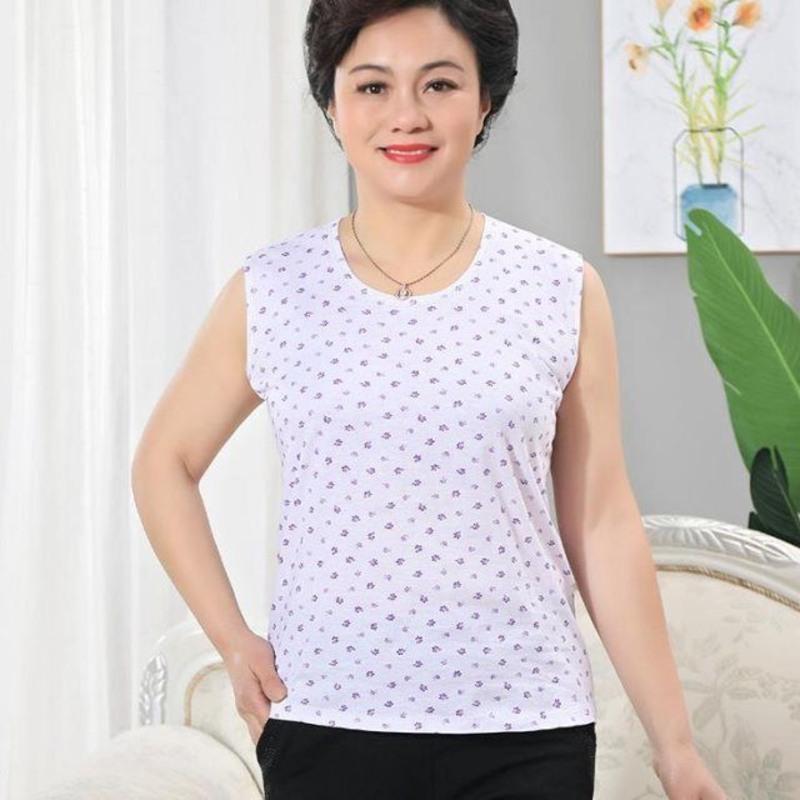 夏季中老年人背心女纯棉圆领内衣妈妈全棉汗衫大码老太太背心薄款报价