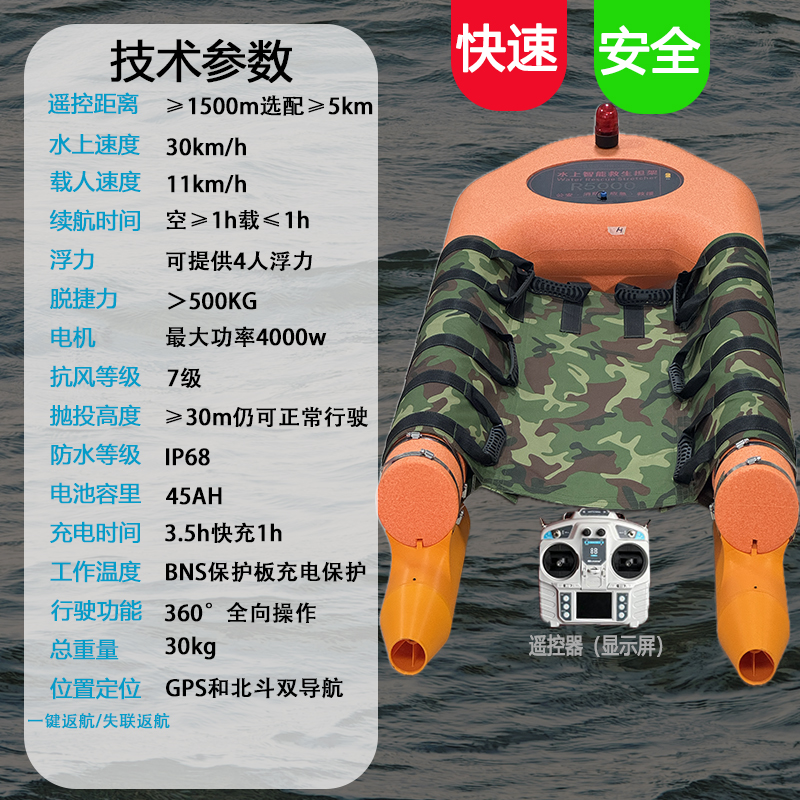 智能救生圈 救援担架JX5000水上救生圈消防救援设备夜间警灯高清大图