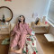 波迷娜(BOMINA)珊瑚绒服套装女冬季2021新款韩版加厚保暖长袖长裤睡衣两件套 粉色 均码