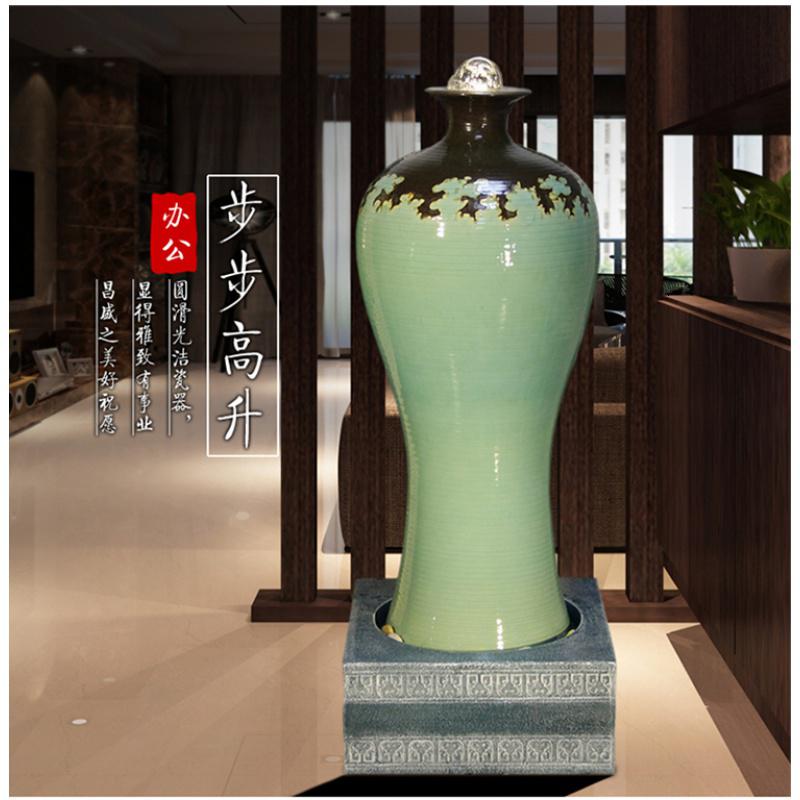 中式假山流水喷泉陶瓷鱼缸摆件办公书房桌面摆件开业礼品玄关造景 三维工匠 貔貅鱼缸36*20*45高清大图