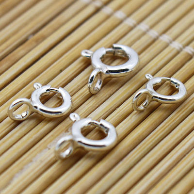 925纯银圆扣手工diy配件材料手链扣头项链扣连接扣接头弹簧扣子金色